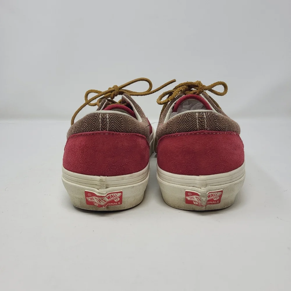 Vans Era CA Port Royale‎ Sneakers Shoes Red Suede Brown Herringbone Men's 8.5